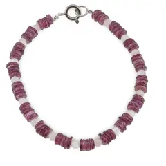 Bratara Granat Rhodolit discuri 5mm si Piatra Lunii sfere 3mm