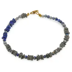 Bratara Lapis Lazuli si Pirita patratele 4-5mm si Lapis Lazuli sfere 3mm