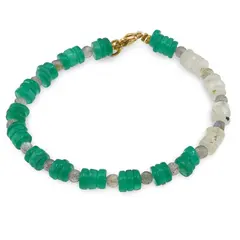 Bratara Onix verde si Prehnit discuri 5-6mm cu Labradorit sfere 4mm