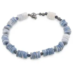 Bratara Opal albastru discuri 6mm si Lapis Lazuli sfere 3mm