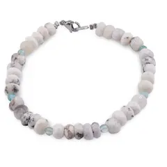Bratara Opal dendritic discuri fatetate 6mm si Apatit sfere 3mm
