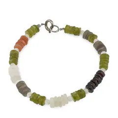 Bratara Peridot, Granat si Mix Piatra Lunii discuri 5-6mm cu Piatra Lunii sfere 3mm