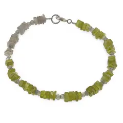 Bratara Peridot si Piatra Lunii gri patratele 4mm si Labradorit discuri fatetate 3mm