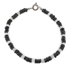 Bratara Turmalina neagra discuri 4-5mm si Piatra Lunii sfere 3mm