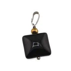 Pandantiv Onix patrat 14mm si bumb auriu