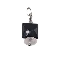 Pandantiv Onix patrat fatetat 10mm si Cuart roz disc fatetat 8mm