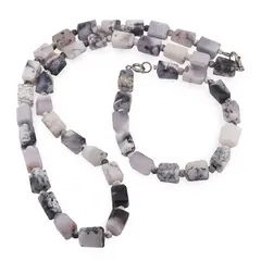 Set colier si bratara Agat dendritic fatetat 10-11mm si discuri fatetate 4mm