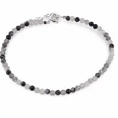 Bratara Cuart turmalinat sfere fatetate, 3mm