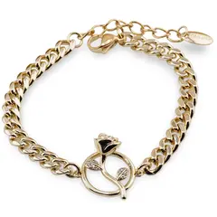 Bratara Cupru placat cu aur galben 18k, cu charm trandafir