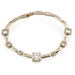 Bratara Cupru placat cu aur galben 18k, cu zirconii si element central patrat