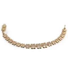 Bratara Cupru placat cu aur galben 18k, model floral si zirconii incrustate