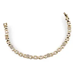 Bratara Cupru placat cu aur galben 18k, model fundite cu zirconii incrustate