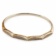 Bratara cupru placat cu aur galben 18k model valuri si zirconii