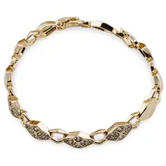 Bratara Cupru placat cu aur galben 18k, rombica cu zirconii