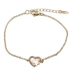 Bratara Cupru placat cu aur galben 18k, zale mici, charm cu inima si fluture