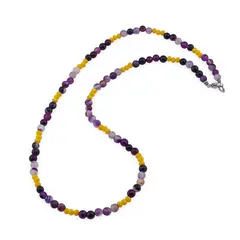Colier Agat mov 4mm si Agat galben discuri fatetate 3mm