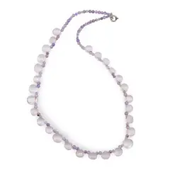Colier Ametist sfere 3mm si Cuart roz briolete 7-9mm