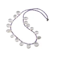 Colier Ametist sfere fatetate 2mm si Citrin briolete 12-15mm