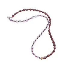 Colier Granat banuti 5mm si sfere 2mm, Ametist banuti 5mm, Hematit steluta aurie