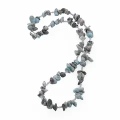 Colier Larimar chips 6-12mm si Acvamarin sfere fatetate 2mm