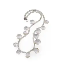 Colier Prehnit discuri fatetate 3mm si Citrin briolete 12-14mm