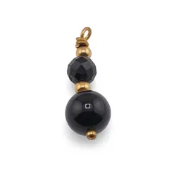Pandantiv Onix sfera fatetata 5mm si sfera 8mm, auriu