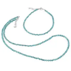 Set bratara si colier Apatit sfere fatetate, 3mm
