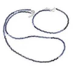 Set bratara si colier Sodalit degrade sfere fatetate, 3mm