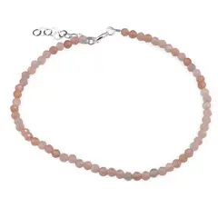 Bratara Piatra Lunii maro sfere fatetate, 3mm