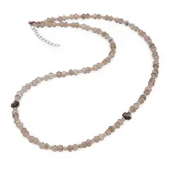 Colier Cuart Fumuriu discuri fatetate 4mm, sfere fatetate 2mm si argint 925