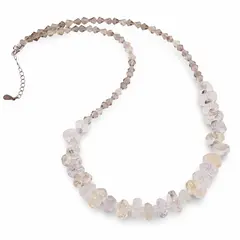 Colier Cuart Fumuriu fatetat 4mm si mix cristale discuri fatetate 3-11mm si argint 925
