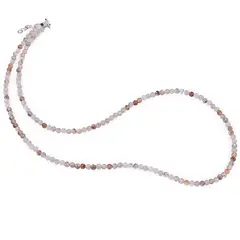 Colier Cuart rutilat rosu sfere fatetate, 3mm