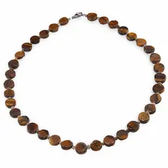 Colier Ochi de tigru banuti 10mm si Ochi de pisica discuri fatetate 4mm