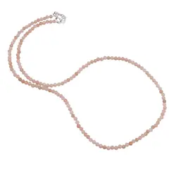 Colier Piatra Lunii maro sfere fatetate, 3mm