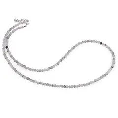 Colier Prasiolit sfere fatetate, 3mm