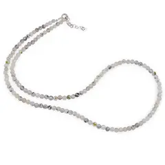 Colier Prehnit sfere fatetate, 3mm