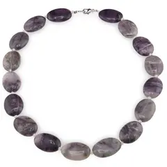 Colier Sugilit oval 24mm si Cristal de stanca sfere 3mm