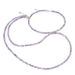Set bratara si colier Ametist sfere fatetate, 3mm