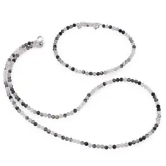 Set bratara si colier Cuart turmalinat sfere fatetate, 3mm