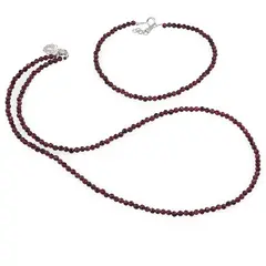 Set bratara si colier Granat sfere fatetate, 3mm