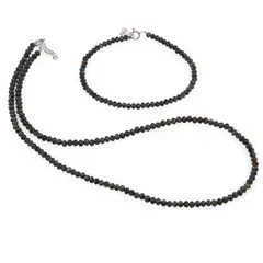 Set bratara si colier Kianit discuri fatetate, 4mm