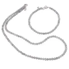 Set bratara si colier Labradorit sfere fatetate, 4mm