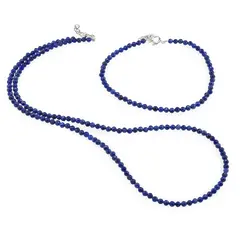 Set bratara si colier Lapis Lazuli sfere fatetate, 3mm