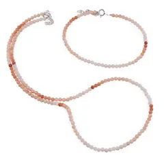 Set bratara si colier Opal degrade sfere fatetate, 3mm