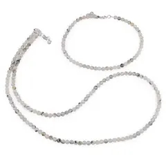 Set bratara si colier Prehnit sfere fatetate, 3mm