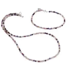 Set bratara si colier Sugilit sfere fatetate, 3mm