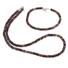 Set bratara si colier Turmalina multicolora rondele 4-4,5mm