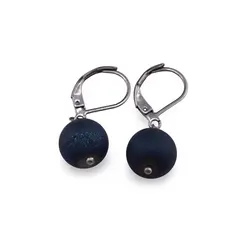 Cercei cu agatatoare Cuart electroplacat albastru sfera 10mm