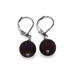 Cercei cu agatatoare Cuart electroplacat mov sfera 10mm