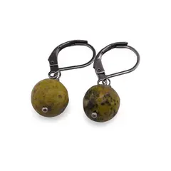 Cercei cu agatatoare Jad Serpentin sfera 10mm